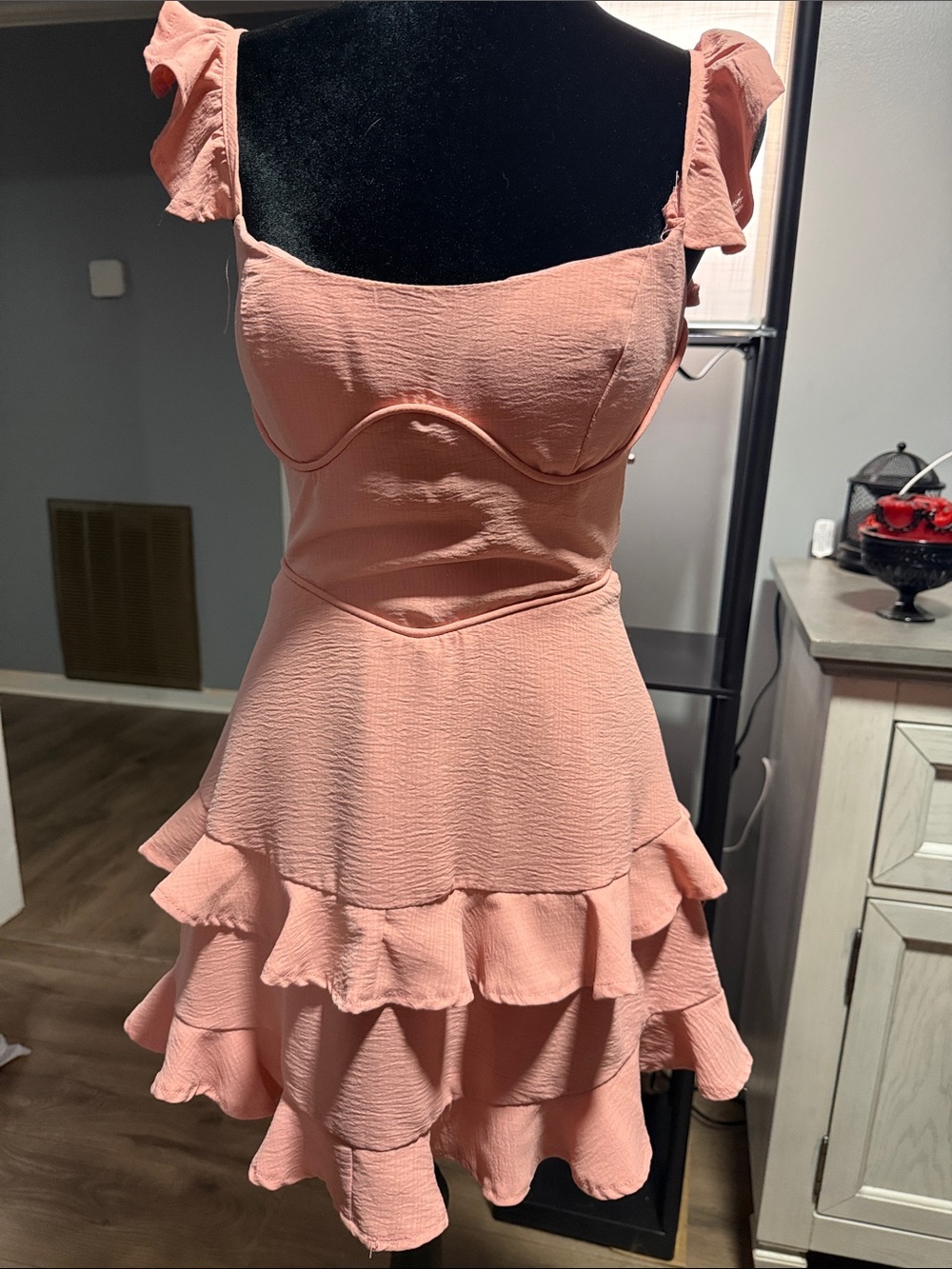 Women's Pink Ruffle Tiered Summer Dress